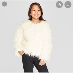 Cat & Jack Girls Faux Fur Jacket, XS 4/5